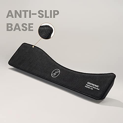 Perixx PERIPRO-512 Ergonomic Keyboard Wrist Rest - Gel Cushion Support - Compatible with Various Ergo Keyboard - Dimension 17.32x3.94x1.30 inches - Black