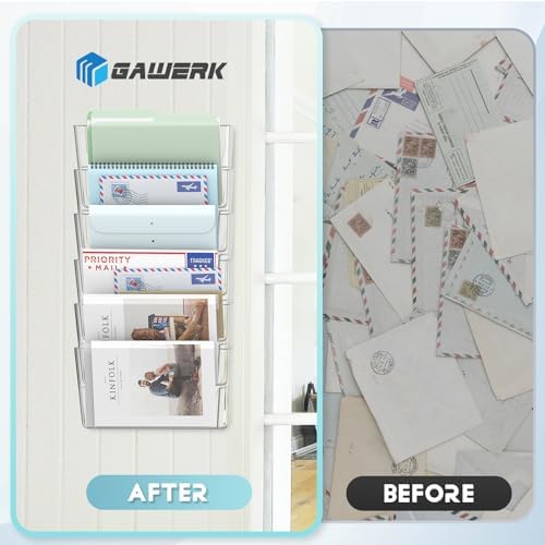Gawerk Single Pocke Wall Mount File Holder Organizer (Clear, 2 Pack)
