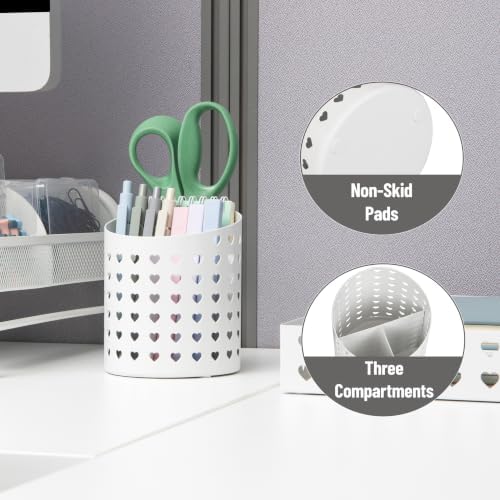Mind Reader Metal Pen Cup Organizer, White