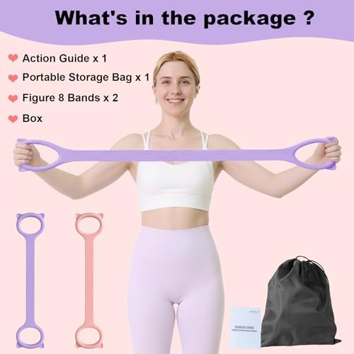 Figure 8 Resistance Bands with Handles,Silicone Exercise Band Set