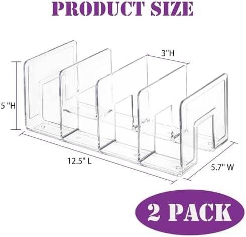 Purse Organizer for Closet, Clear Acrylic File Organizer, Desk File Holder for Book, Document, Envelopes, Binder, Mail, Handbag (2Pcs)