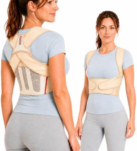 Posture Corrector for Women, Beige Back Straightener for Rounded Shoulders