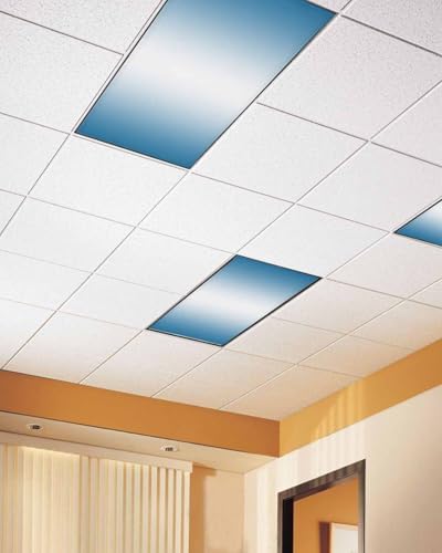 Blue Ombre Geometric Stripes Rainbow Pastel White Magnetic Fluorescent Light Covers for Ceiling Lights 2 x 4 Feet,Office Classroom Kitchen Drop Ceiling Light Covers Lighting Filters Shade 4 Packs