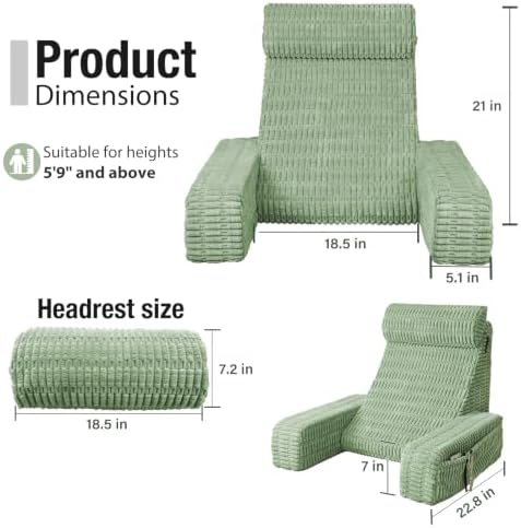 Reading Pillow for Bed Sitting Up with Large Pockets,Modern Style