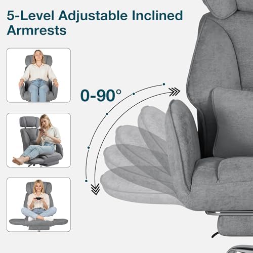 HOFFREE Criss Cross Chair with Wheels for Gaming,Reading,Working(Grey)
