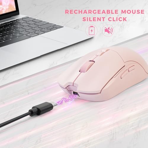 KOPJIPPOM Silent Wireless Keyboard and Mouse Combo - Keyboard with Large Print Cover, 2.4GHz Full-Sized Ergonomic Keyboard with Wrist Rest and Mouse for Laptop, PC, Notebook, Desktop