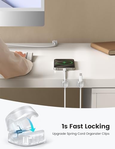 Lamicall 6 Pack Cord Organizer, Office Desk Accessories, Clear Cable Clips