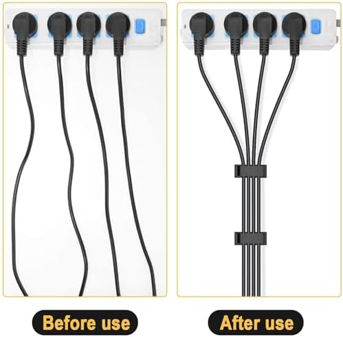 50Pcs Self Adhesive Cable Management Clips,Cable Organizers Wire Clips Cord Holder for PC Laptop Ethernet Cable Desktop Home Office(1.78’’ x 0.75’’ x 0.28’’,Black)