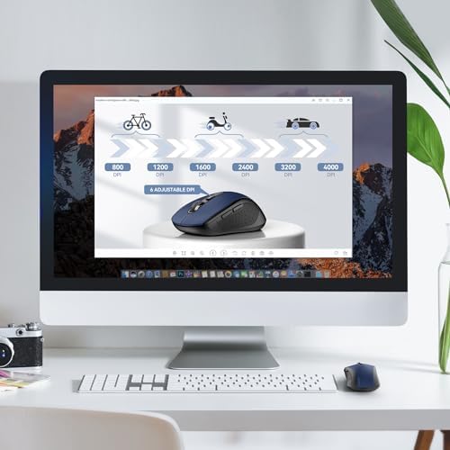 TECKNET 2-in-1 Bluetooth Mouse (BT 5.0/3.0+2.4Ghz), 6-Level 4000 DPI-Black