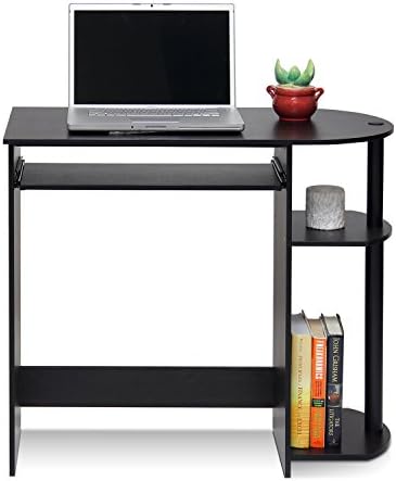 Furinno Simplistic Easy Assembly Computer Desk, With Keyboard Tray, Espresso/Black
