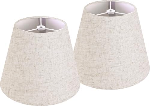 GO&SO Small Mini Oatmeal Linen Lamp Shades Set of 2,5"×9"×6.4" Beige Bell