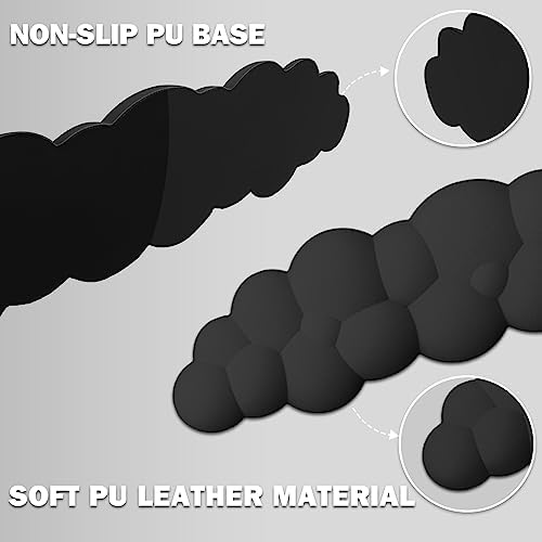 Cloud Keyboard Wrist Rest Pad Set,Enlarge PU Leather Memory Foam Wrist Cushion Support,Easy Typing Pain Relief,Mouse Wrist Rest Pad,Non-Slip Wrist Support for Home, Office,Black