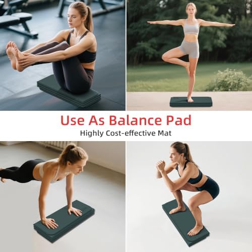 WEILA 1/2 Inch 70"x24" Foldable TPE Yoga Mat, Thick Non Slip Pilates Mat