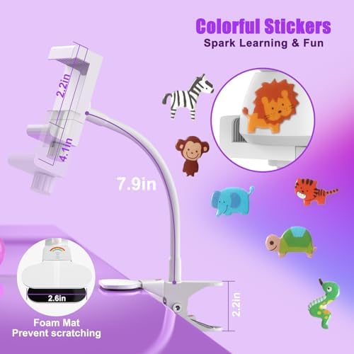 Baby Monitor Mount - Universal Adjustable Monitor Flex Stand for Hello Baby, Nanit Pro, Infant Optics, VTech & Most Baby Monitors - Detachable Arm Camera Clip Mount with Cute Stickers for Crib