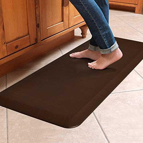 GelPro Designer Comfort Anti-Fatigue Kitchen & Office Mat, 3/4" Ergo-Foam Core, Stain-Resistant Surface, 20" x 48", Leather Grain Truffle