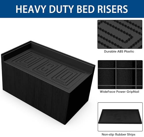 MYMULIKE Bed Risers 3 or 5 inch, 8 Pack Oversized Extra Large 6.5x3.5 inch Post, 11000lbs Heavy Duty Couch Risers, L Shape Wide Opening Extra Large Furniture Risers for Bed, Couch, Sofa, Table, Chair
