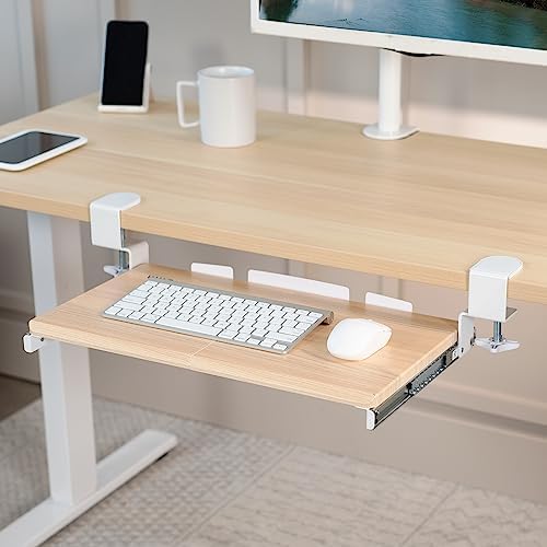 VIVO Light Wood Clamp-on 20 x 11 in Keyboard Tray, MOUNT-KB05ES-A