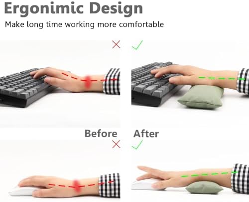 Keyboard Mouse Wrist Rest Bean Bag Set, Ergonomic Wrist Rest for Keyboard and Mouse Filled Ergo Beads, for Laptop, Desktop Computer (Keyboard and Mouse Wrist Support Set)