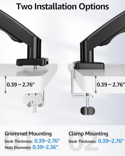 Dual Monitor Stand fits up to 32 inch, 4.4-19.8 lbs Computer Screens, Dual Monitor Desk Mount Height Adjustable, Monitor Arms for 2 Monitors, Home Office VESA Mounts, Freelift Black