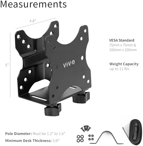 VIVO Black Thin Client Mini PC Mount Bracket, MOUNT-PC05C