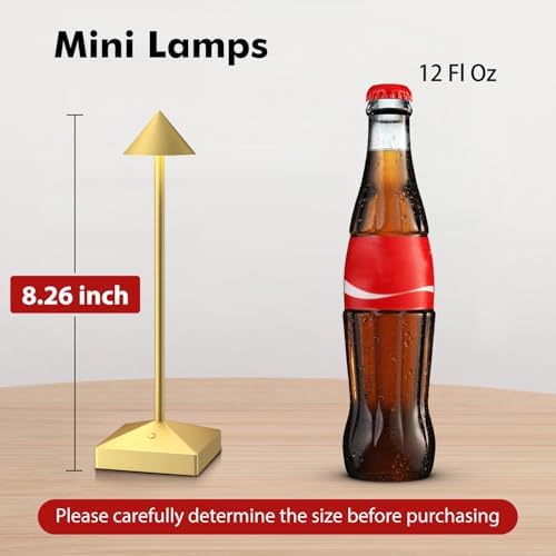 3 Pack Small Gold Rechargeable Cordless Table Lamps Dimmable