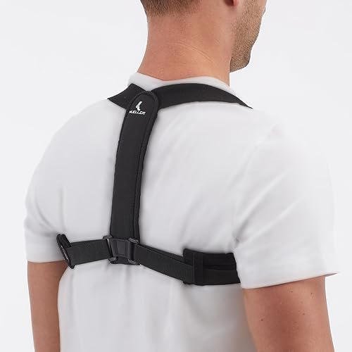 MUELLER Sports Medicine Posture Corrector for Women and Men, Adjustable Back Support for Scoliosis, Kyphosis & Text Neck, One Size, Black