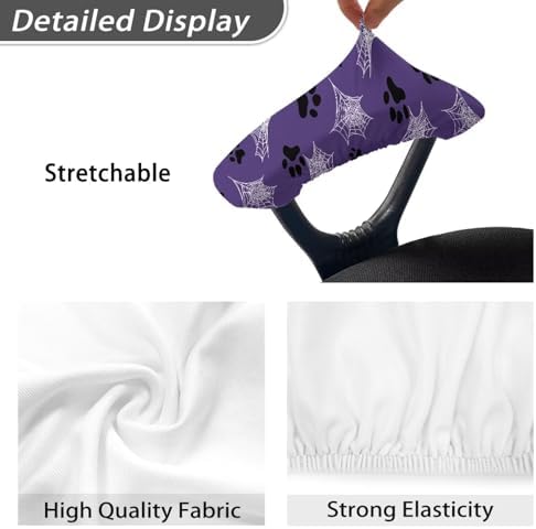 Dog Paw Print Office Chair Arms Rest Covers, Soft Comfy Office Chair Armrest Covers Set of 2, Spider Web Print Arms Protector Covers for Office Computer Chair, Purple