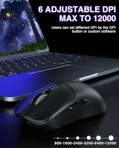AULA SC580 Wireless Gaming Mouse, Tri-Mode Black Gaming Mice & 12000 DPI