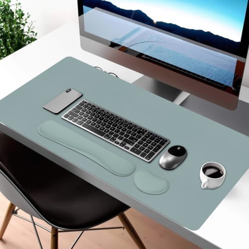 Desk Mat Set,3-in-1 Mouse Pad with Wrist Rest and Keyboard Pad