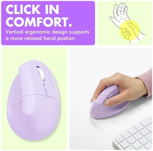 X9 Performance Wireless Vertical Ergonomic Mouse - (BT + 2.4Ghz) - Click in Comfort - Up to 4000 DPI, 6 Button, Rechargeable - Bluetooth Ergonomic Vertical Mouse Wireless - for Mac and PC - Purple