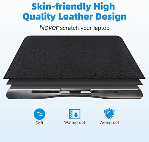 KLEAR Laptop Bed Tray Table with PVC Leather Surface, 2 Drawers, Black, XL