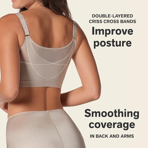 Leonisa Multi-Benefit – Posture Corrector Bra, Wireless Front Closure Posture Bra with Contour Cups and Back Support