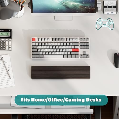 Keyboard Wrist Rest, Wooden Wrist Rest for Keyboard, 14.2-inch Length and 22mm Thickness, Bamboo Wood Palm Rest, Ergonomic Design for Mechanical Gaming Keyboard, Stain Resistant