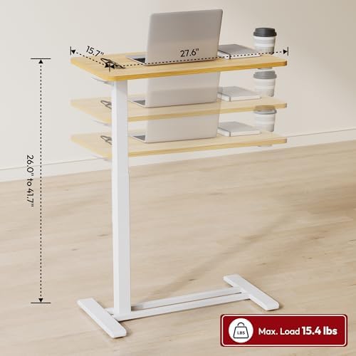 SANODESK 28''Mobile Standing Desk with Hidden Wheels,Pneumatic Laptop Desk