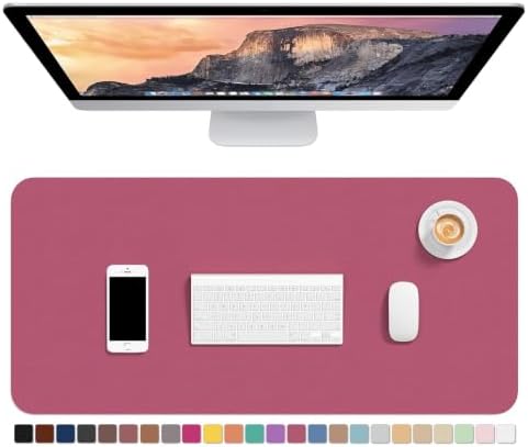Hsurbtra Desk Pad, 30" x 14" PU Leather Desk Mat, XL Extended Mouse Pad, Waterproof Desktop Blotter Protector, Non-Slip Ultra Thin Large Laptop Keyboard Writing Mat for Office Home, Deep Red