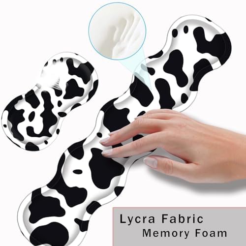 Keyboard Wrist Rest and Mouse Pad with Wrist Support Set Ergonomic Coaster,Memory Foam,Easy Typing Pain Relief,Large XL Desk Mat 31.5"x 11.8",Cute Cow Print