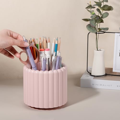 Anyoifax Rotating Pen Holder for Desk Removable Pencil Cup, Small Pink