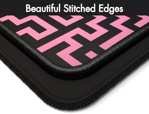 Gamer Boss - Gaming Mouse Pad - 48 x 24 Inches - 4mm Thick with Stitched Edges, Non-Slip Rubber Base, Premium Cloth Mousepad, Desk Mat for Laptop, Keyboard, Computer & PC (Mega, Pink Maze)