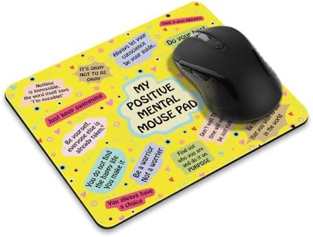 Non-Slip Rectangle Mousepad, WIRESTER Positive Mental Quotes Yellow Background Mouse Pad for Home, Office and Gaming Desk