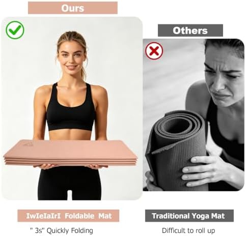 IwIeIaIrI Foldable POE Non Slip Yoga Pilates Mat– 1/4" (6mm) Thick