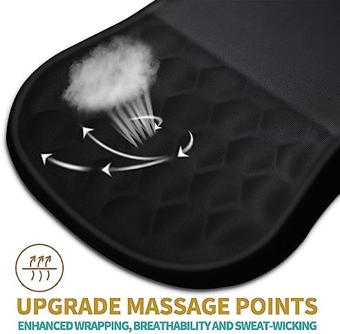 Hokafenle Ergonomic Mouse Pad Wrist Support with Massage Design, Wrist Rest Pain Relief Mousepad with Memory Foam&Non-Slip PU Base, Mouse Pads for Wireless Mouse & Desk (12x8 inch,Black)