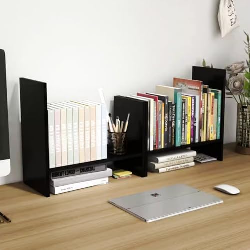 ShellKingdom Desk Shelf Organizer, H-Shaped Desktop Shelves, Adjustable Desktop Corner Shelf, Bookshelf Storage Rack and Cubicle Decor for Desk, Tabletop, School, Office, Dorm Desk Organizer - Black