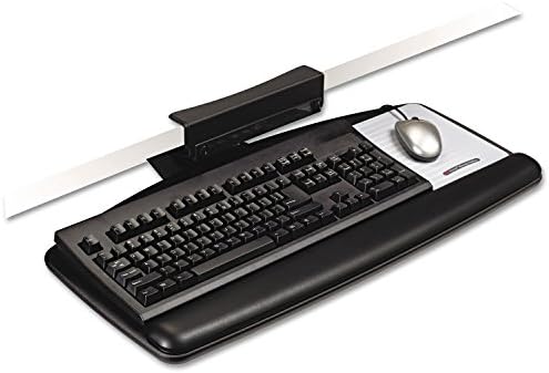 3M Knob Adjust Keyboard Tray, Tool-Free Installation, Standard Platform, Gel Wrist Rest, Precise Mouse Pad, Black (AKT65LE)