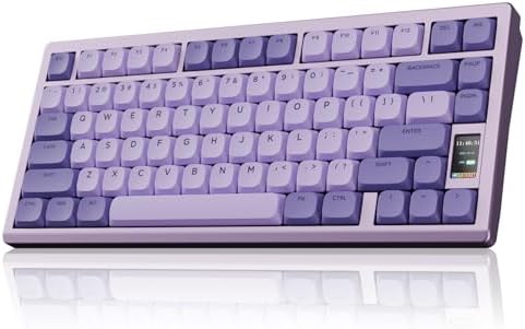OOCTPK Mechanical Keyboard, Chilkey ND75 LP Wireless Gaming Keyboard with LCD Screen, Bluetooth 5.3/2.4G/USB-C, Hot Swappable Per-Key RGB Custom, Thin Front, Wrist Rest, Full-Aluminum, PC/Mac Support