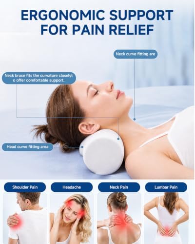 SMDR Cervical Neck Pillow for Pain Relief Sleeping, Memory Foam Neck Roll with Firm Ergonomic Support, Round Bolster for Neck and Shoulder Comfort, Washable Cover, 4.71" x 23.61"