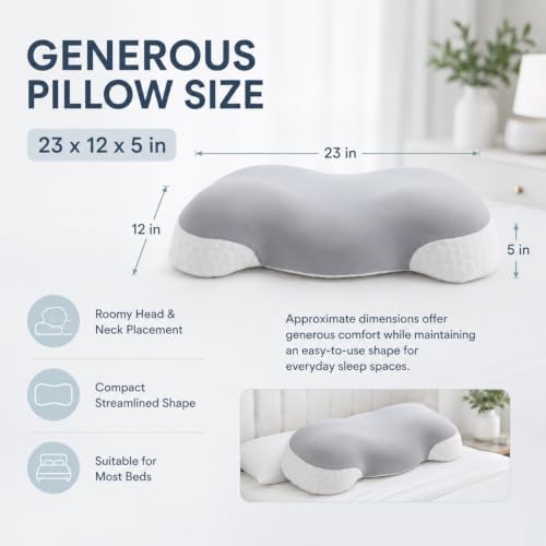 Gray Memory Foam Pillow for Sleeping Neck & Shoulder Support, 23x12 Inch