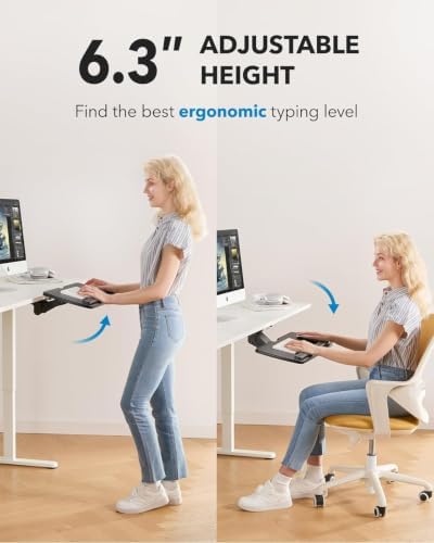 HUANUO Under Desk Keyboard Tray, 360 Degree Adjustable Mouse Platform