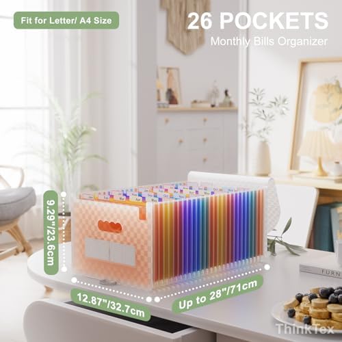 ThinkTex 26 Pockets Expanding File Folders, Accordion File Organizer