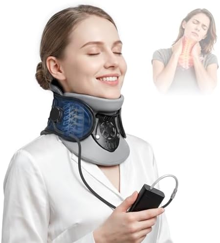 Neck Stretcher Cervical Traction,Built-in Air Pump,Neck Traction Device for Spine Decompression and Pain Relief, Office & Travel Neck Support, Adjustable Neck Traction Devices for Home Use