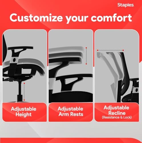 Staples Hyken Ergonomic Mesh Task Chair, Lumbar Support, Swivel, Black